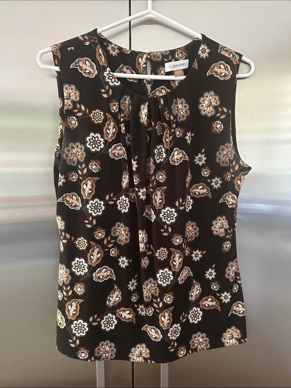 Calvin Klein Black Floral Tie-Neck Sleeveless Camisole